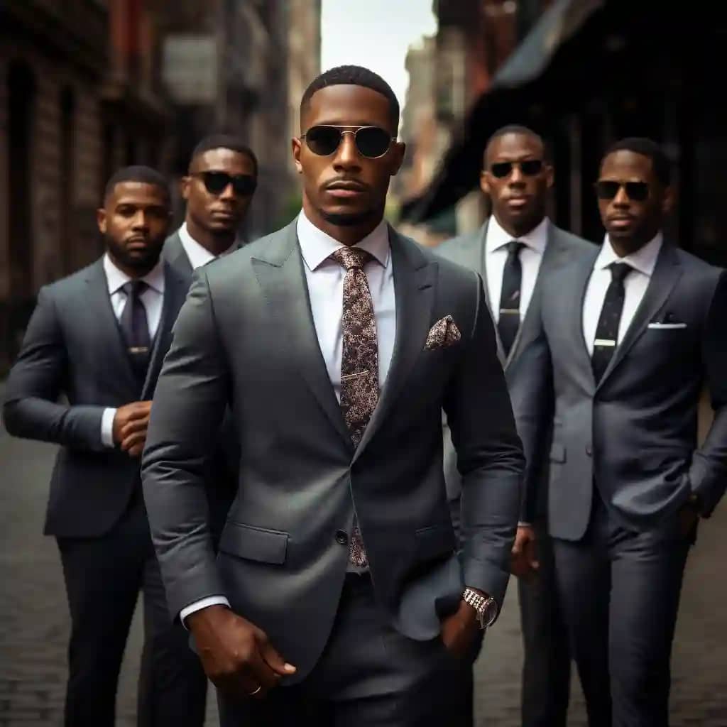 Black men in a group of men wearing business suit 445e38c9