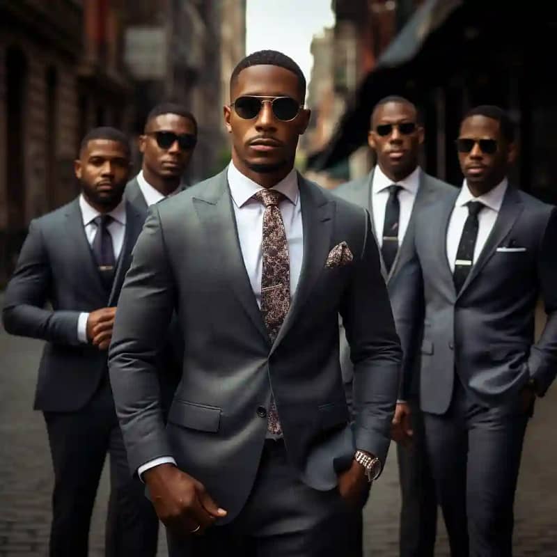 Black men in a group of men wearing business suit 445e38c9