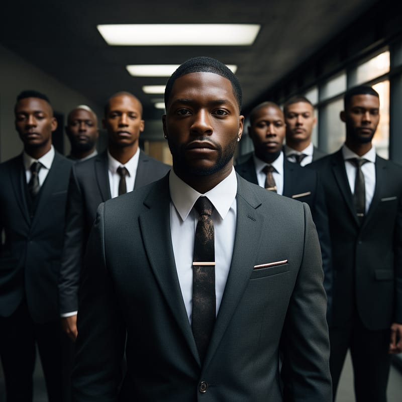 Black men in a group of men wearing business suit