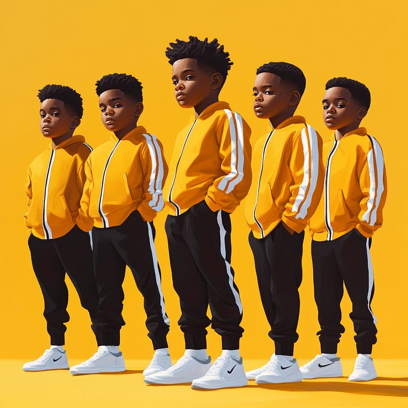 Group of young black boys standing confidently