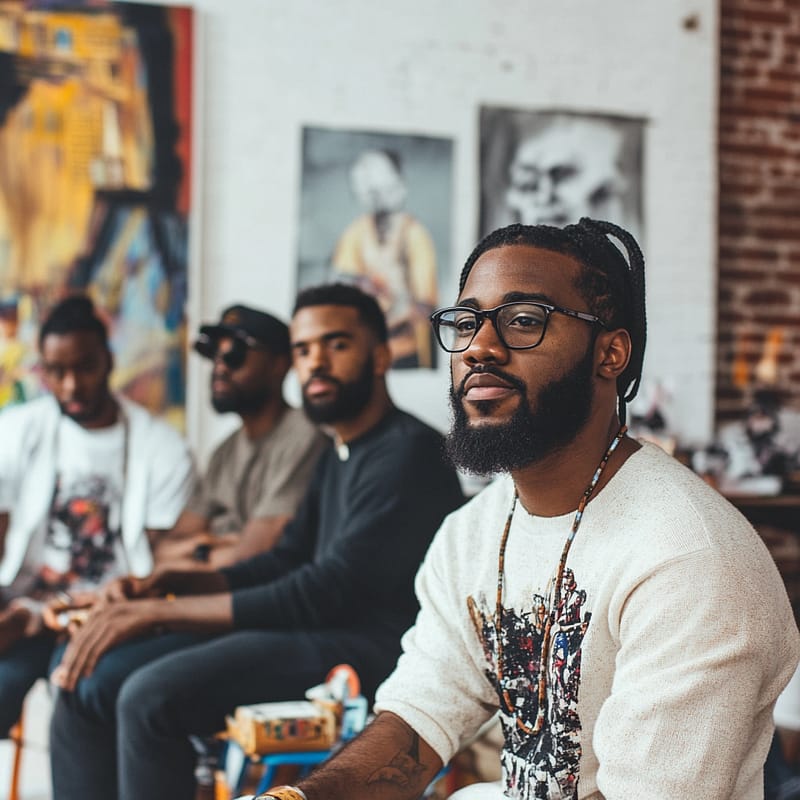 group of black men learning