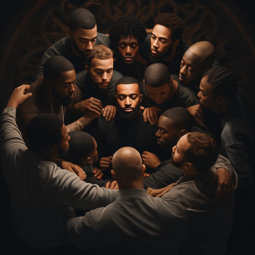 Group of black men unity together
